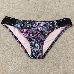 Black Paisley Designed Bathing Suit Bottoms